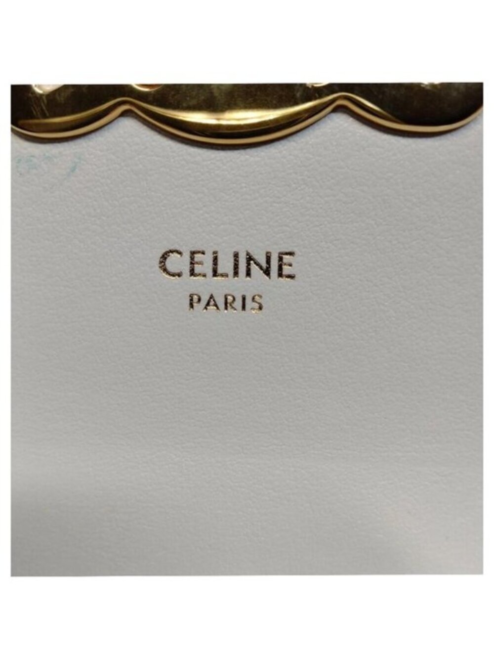 Authentic Celine Triomphe Small Shoulder Bag White Leather Gold Logo Crossbody - Picture 13 of 16
